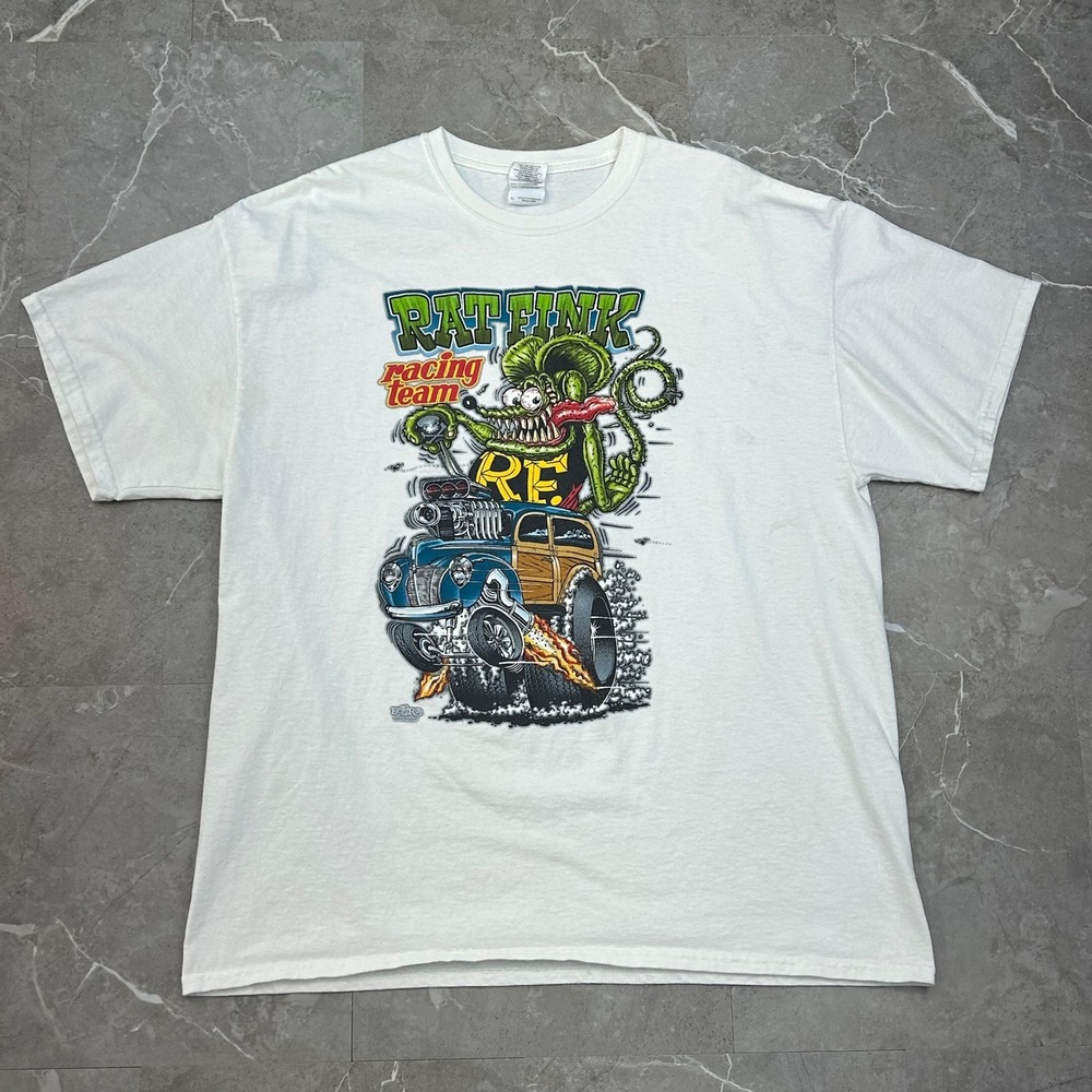 Vintage Rat Fink Graphic Tee Mens XL Short Sleeve Racing Shirt Ed Roth Crewneck